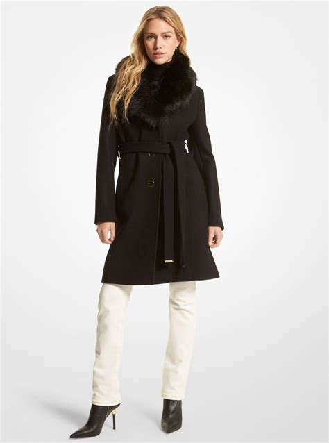 michael michael kors faux fur-collar wool blend coat|Michael Kors military coats.